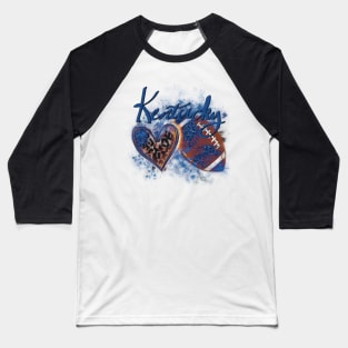 Love Kentucky Football Cheetah Heart Design Baseball T-Shirt